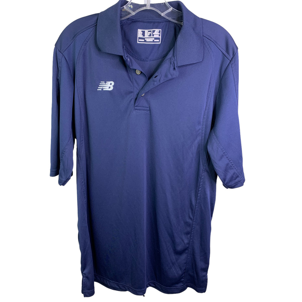 New Balance Men's Golf Polo Shirt‎ Short Sleeves Blue Lightweight Collar Sz M